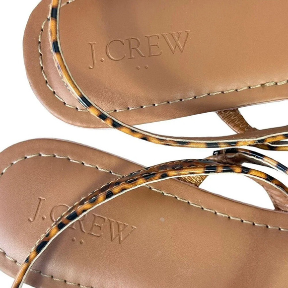 J. Crew Factory Tortoise Ankle Strap Flat Sandals Size 10 RUN SMALL SEE MEASURE - Picture 4 of 7